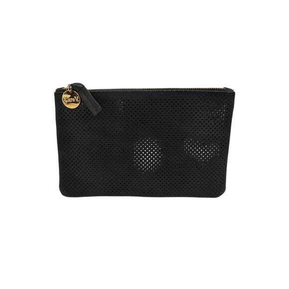 CLARE V. Perforated Leather Wallet Clutch
